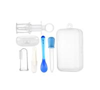 Kit dispenser medicinali per neonati con custodia da viaggio bonus Kit medico per neonati medico contagocce dispenser medicinali set essenziali per bambini 5 pezzi blu
