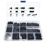 Kit distanziale esagonale in nylon nero, 350 pezzi non filettati PCB Standoff Hardware Set per assemblaggio elettronico, schede madri, robot e droni
