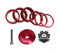 Kit distanziale per bicicletta, in lega di alluminio, tappo superiore e dado a stella, set di guarnizioni per forcella anteriore della bicicletta, regolazione in altezza, nero, rosso, blu, oro (rosso)