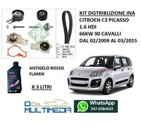 KIT DISTRIBUZIONE INA E POMPA ACQUA CITROEN C3 III PICASSO 1.6 HDI 66KW 90 CV
