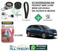 KIT DISTRIBUZIONE INA E POMPA ACQUA PEUGEOT 3008 1.6 HDI 88KW 120 CV