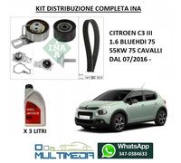 KIT DISTRIBUZIONE POMPA ACQUA INA G12 CITROEN C3 III 1.6 HDI 55KW 75 CAVALLI