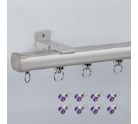 Kit divisorio da soffitto a parete resistente con rulli silenziosi per camera da letto e balcone, in lega di alluminio, 360 cm/3 x 120 cm, colore albicocca, perfetto per la separazione dello spazio