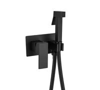 Kit Doccetta per Bidet, Spruzzatore per WC Incassato acqua Calda e Fredda, Kit Doccetta Bidet a Parete in Ottone con 1.5m Tubo Flessibile e Supporto per Igiene Personale, WC, Animale, Nero