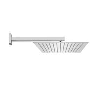 Kit doccia cromato lucido con braccio 40 cm e soffione quadrato 40x40 cm, in acciaio inox con snodo orientabile e ugelli anticalcare