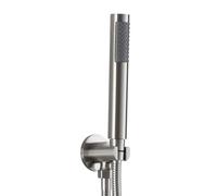 Kit doccia completo satinato in acciaio inox con doccetta in ottone, presa acqua con supporto e flessibile da 150 cm
