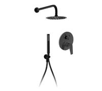 Kit Doccia Completo Tondo Nero Con Deviatore Ceramico