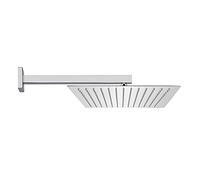 Kit doccia cromato lucido con braccio 40 cm e soffione quadrato 40x40 cm, in acciaio inox con snodo orientabile e ugelli anticalcare