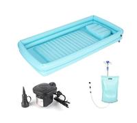 Kit doccia da comodino, vasca da bagno gonfiabile con pompa elettrica, lavabo portatile da comodino per anziani, disabili, pazienti allettati, portatori di handicap