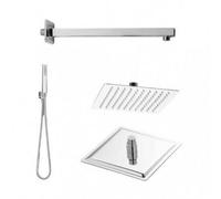 KIT DOCCIA INCASSO CON SOFFIONE 20 CM QUADRO INOX, BRACCIO E DOCCETTA