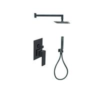 Kit doccia incasso quadrato nero opaco con soffione 20x20 cm Nero