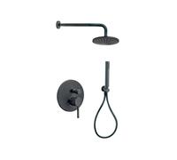 Kit doccia incasso tondo nero opaco con soffione Ø 20 cm Nero