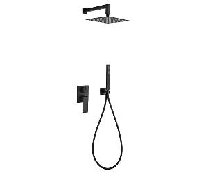 Kit doccia Jacuzzi quadro con doccia incasso con deviatore + braccio + doccetta + supporto snodato con presa acqua art. 0TWYO909JA00 nero opaco
