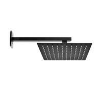 Kit doccia nero opaco con braccio 40 cm e soffione quadrato 40x40 cm, in acciaio inox con snodo orientabile e ugelli anticalcare