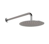 Kit doccia satinato con braccio 35 cm e soffione 30 cm in acciaio inox, ugelli anticalcare e attacchi standard G 1/2", GEMINI