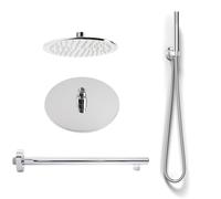 KIT DOCCIA SOFFIONE TONDO ANTICALCARE BRACCIO DOCCIA DOCCINO 1 GETTO CROMO SEVEN