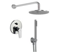 Kit Doccia Tondo 3 Completo di Soffione Doccetta e Miscelatore con Deviatore Red