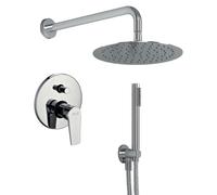 Kit Doccia Tondo 4 Completo di Soffione Doccetta e Miscelatore con Deviatore Red