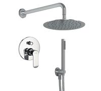 Kit Doccia Tondo 4 Completo di Soffione Doccetta Miscelatore con Deviatore Slim