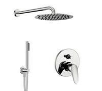 Kit Doccia Tondo Completo di Soffione Doccetta e Miscelatore con Deviatore Delfino