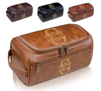 Kit Dopp da viaggio in pelle per uomo, borsa da toilette personalizzata, incisione personalizzata con iniziali, testimone, festa del papà, compleanno, testimone dello sposo, regalo per marito