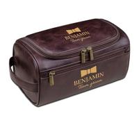 Kit Dopp da viaggio in pelle personalizzato per uomo, borsa da barba con monogramma, borsa da toilette personalizzata per fidanzato, papà, nonno, testimoni dello sposo, compleanno, Natale, festa del