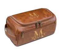 Kit Dopp da viaggio personalizzato per uomo, borsa da toilette in pelle personalizzata, regalo per marito, fidanzato, papà, testimoni dello sposo, festa del papà, anniversario, Natale, Marrone chiaro