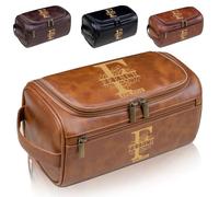 Kit Dopp in pelle incisa per uomo, borsa da toilette personalizzata, regalo personalizzato per testimoni, testimone, festa del papà, compleanno, nonno, marito