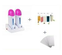KIT Doppio Scaldarullo Scaldacera + 100 Stisce+ 3 Ricariche Rullo Cera Depilare