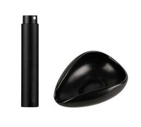 Kit dosatore per chicchi di caffè e bottiglia spray RDT per espresso in ceramica increspata a forma di foglia vassoio dosatore e spruzzatore set (Nero)