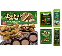 Kit DUBAI CHOCOLATE STYLE Contenente 1 Cookies 130 Gr + 1 Tavoletta di Finissimo Cioccolato al Latte con Crema di Pistacchi e Kadyif 80 Gr + 1 Coni 70 Gr + 1 Lingotti 120 Gr +1 Praline 145 Gr