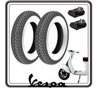 KIT DUE GOMME GOMMA COPERTONE COPERTONI PNEUMATICI CON FASCIA BORDO BIANCO COMPATIBILI PER PIAGGIO VESPA 50 SPECIAL - ET3-125 PRIMAVERA - VESPA PK 50-50 XL COMPLETE DI CAMERE D'ARIA.