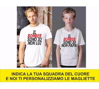 KIT DUE MAGLIETTE BIANCHE SPORTIVE - PADRE E FIGLIO : IO SONO IL BOMBER