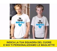 KIT DUE MAGLIETTE BIANCHE SPORTIVE - PADRE E FIGLIO : IO TIFO