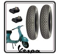 KIT DUE PNEUMATICO PNEUMATICI COPERTONE COPERTONI GOMMA GOMME COPERTURE PER VESPA 50 N - L - R CON FARO TONDO CON CAMERE D'ARIA.