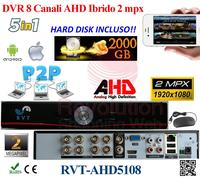 Dvr 8 Canali HDMI Cloud AHD 2 mpx Per iPhone Android P2P Ip dinamico FULL HD top