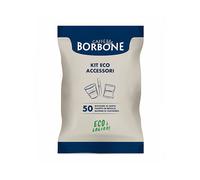 Kit ecologico CAFFE' BORBONE - 50 Bicchierini in carta, Palette legno di betulla, Bustine zucchero