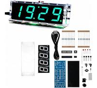 Kit elettronico orologio 4 cifre LED da montare con visualizzazione ora/temperatura/data per principianti, studenti e bricolage (verde)