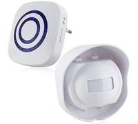 Kit elettronico per campanello senza fili con 1 ricevitore plug-in e 1 rilevatore di movimento PIR Sensore 3 livelli di volume e 38 allarme suoneria visitatore Inteligent Ringtones(Nero, Impermeabile)