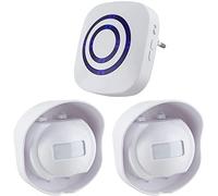 Kit elettronico per campanello senza fili con 1 ricevitore plug-in e 2 sensori PIR Motion Detector 3 Livelli di volume e 38 suonerie intelligenti Suoneria di sicurezza (Nero, Impermeabile)