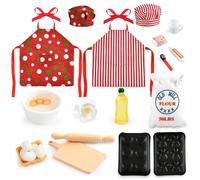 Kit Elfo Natale 23 Pezzi Vestiti Elfo Natale Pupazzo Cucina in Miniatura Accessori Elfo Natale Accessori Casa Bambole Miniature Oggetti Puntini Rossi a Strisce Grembiule, Cappello, Mattarello (A)