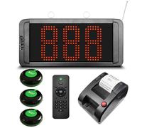 Kit Eliminacode Completo 3 Cifre (Chiamata in Italiano) | Gestione Code Digitale & Chiamta Numeri Fila Attesa | Display+3 Pulsanti+Telecomando+Elimina Code Stampante | Per Negozio, Ambulatorio