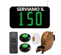 Kit Eliminacode Digitale 3 Cifre (Chiamata in Italiano) | Completo di: Display+Chiocciol Rotolo+Telecomando+2 Pulsanti | Per Gastronomie, Banco, Sportello, Ambulatoro