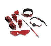 KIT ELITE SADOMASO intimo COLLARE MANETTE FRUSTINO SET ROSSO MASCHERA PROFESSION