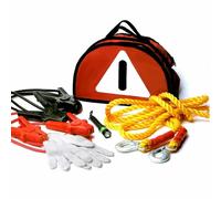 KIt Emergenza Auto con Cavi Batteria Corda Rimorchio Segnale Aiuto Guanti Torcia