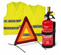 Kit Emergenza Auto Estintore Omologato Triangolo 2 Giubbotti Catarifrangenti