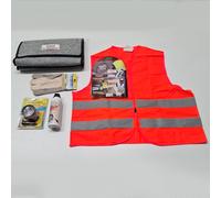 KIT EMERGENZA BORSA AUTO GILET CATARIFRANGENTE GUANTI - LAMPADA - GONFIA RIPARA
