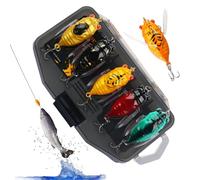 Kit Esca da Pesca - Set Esche Galleggianti Forma Cicala Per Siluro 5 Pezzi - con Scatola Contenitore Esche Realistiche Attrezzatura da Pesca per Laghi Fiumi Acque Dolci e Salate