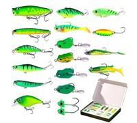 Kit Esche Artificiali per Bass Set di Minnow Crankbait e Jig Head con | Kit Esche per la Pesca alla Spigola per Fiume, Stagno, Lago, Bacino, Torrente, , Surfcasting, Molo, Acqu