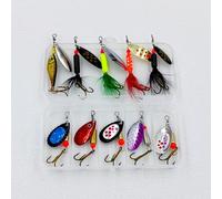Kit Esche da Pesca 10PCS Esche Spinner in Metallo con Scatola Portaoggetti per P
